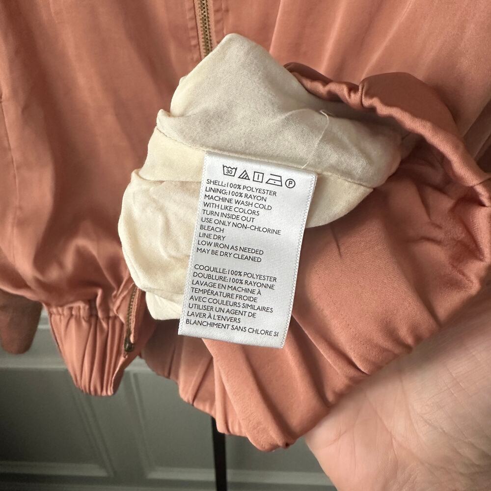 Urban Outfitters Silence + Noise Dusty Rose Satin Bomber Jacket Large Womens - Picture 5 of 6
